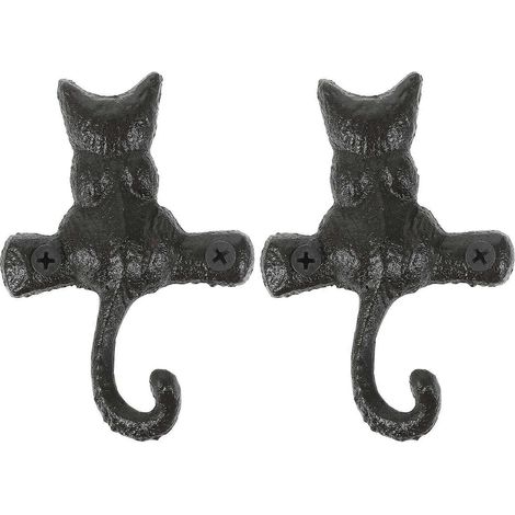 Set Mit 2 Wandhaken Im Antik-stil Mit Katzenmotiv – 10,00 X 7,00 X 2,00 Cm – Schwarz
