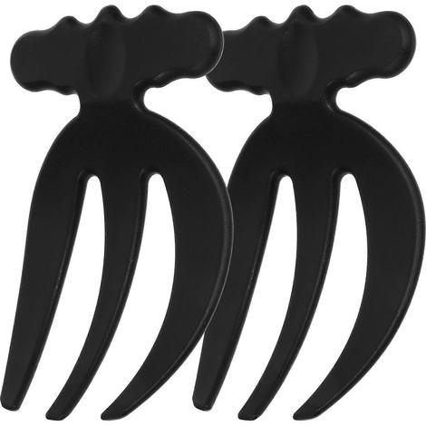 Set Mit 2 Salatzangen Aus Kunststoff, Wiederverwendbare Gemüsegabeln, Rührgabeln – 15,50 X 9,50 X 2,50 Cm – Schwarz