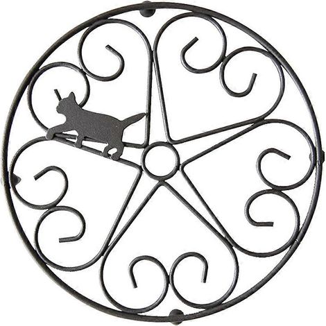 Hitzebeständiger Untersetzer Aus Schmiedeeisen Mit Katzenmotiv, Isolierschale Mit Verbrühungsschutz Für Zuhause, Büro Und Restaurant (schwarz) – 18 Cm – Schwarz