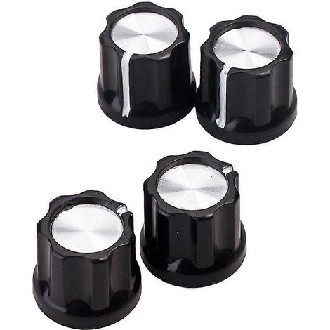 Schwarze Und Silberne Potentiometerknöpfe Für Gitarren-/bassverstärker, Typ D (schwarz) – 1,7 Mm – Schwarz
