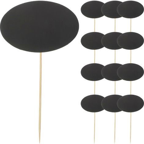 24 Leere Zahnstocheretiketten, Ideal Für Buffet Oder Empfang. – 15,00 X 7,50 X 0,10 Cm – Schwarz