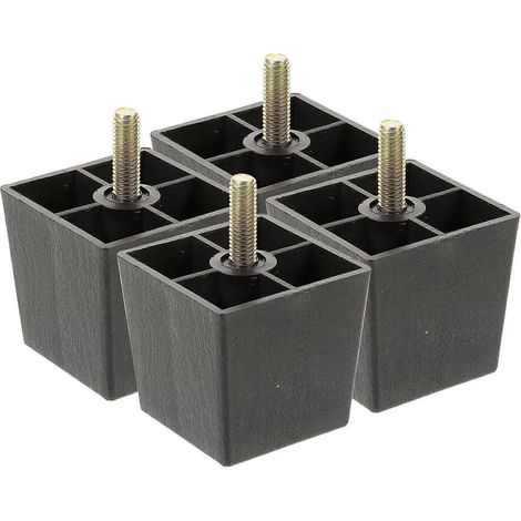 Set Mit 4 Quadratischen Ersatz-möbelfüßen, Erhöhungen Für Schränke, Sofas Und Sessel. – 8,00 X 5,20 X 5,20 Cm – Schwarz