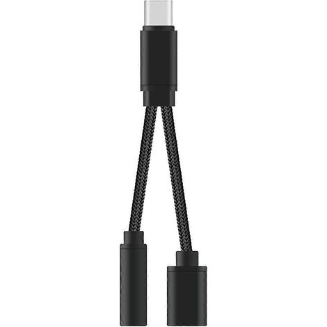 2-in-1 Usb-c-auf-3,5-mm-audioadapter (usb-c-kabel, 3,5-mm-kopfhöreradapter) – Schwarz