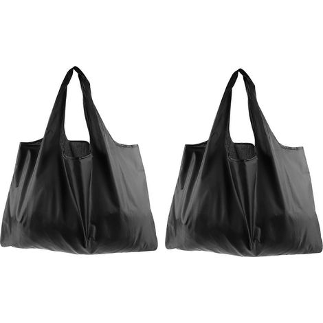 Set Mit 2 Tragbaren Einkaufstaschen, Schultertaschen, Tragetaschen, Stoffhandtaschen (schwarz) - 50 X 40 Cm - Schwarz