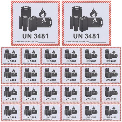 100 Blatt Klebeetiketten Für Lithiumbatterien, Warn- Und Hinweisschilder Für Den Transport (un3481) – 12,00 X 11,00 X 0,10 Cm – Schwarz