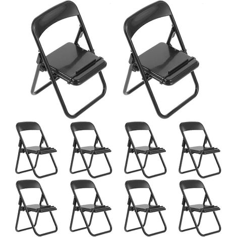 Set Mit 10 Mini-klappstühlen In Stuhlform, Handyhalterung, Mini-stuhlmodell Für Die Bürodekoration – Schwarz