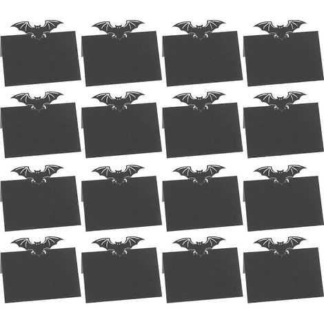 50 Leere Schwarze Fledermaus-tischkarten Für Halloween – 12 X 9 X 0,1 Cm – Schwarz