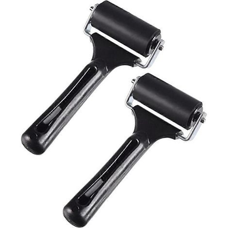 Set Mit 2 Gummirollen Mit Stabilem Metallrahmen Für Antirutschband, Werkzeuge, Tinte Und Stempelzubehör – 15,00 X 6,00 X 4,00 Cm – Schwarz