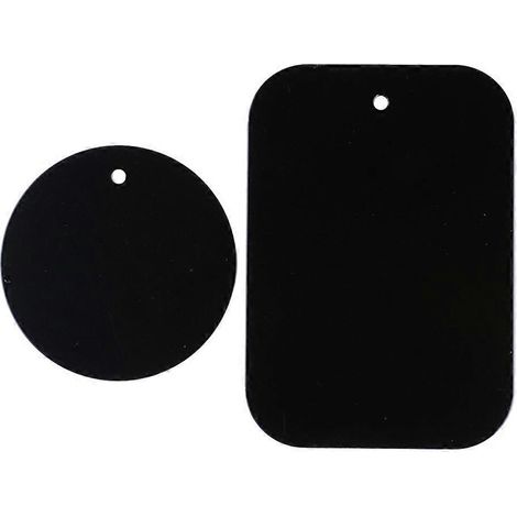 Set Mit 4 Selbstklebenden Metallplatten Für Magnetische Autohalterungen Für Handys, Gps-geräte Und Lüftungsschlitze, Rechteckige Und Runde Formen – 4 Stück – Schwarz