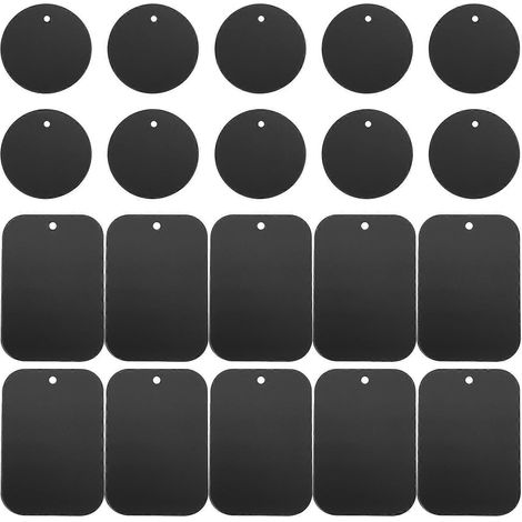 20er-pack Universelle Metallplatten Für Magnetische Autohandyhalterungen (schwarz) – 6,50 X 4,50 X 0,20 Cm – Schwarz