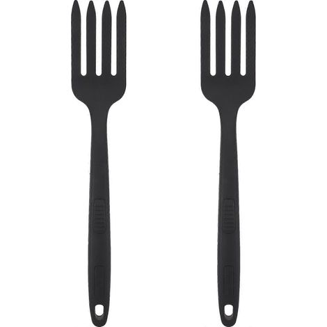 Set Mit 2 Wiederverwendbaren, Multifunktionalen Silikon-pastagabeln Zum Kochen Von Nudeln. – 29,50 X 5,30 X 2,40 Cm – Schwarz