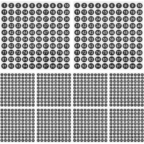 50 Bögen Mit Nummerierten Aufklebern, Etiketten, Kennzeichnungsetiketten Für Kleidung, Nummerierten Kleidungsanhängern – 1,00 X 1,00 X 0,01 Cm – Schwarz
