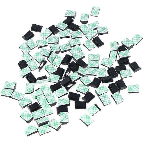 100 Selbstklebende Kabelclips, Kabelbinder, Kabelklemmen, Kabelhalter, Kabelorganisatoren (schwarz) - 100 Stück - Schwarz
