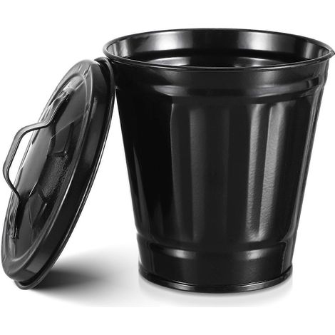 Kreativer Tischkorb Mit Deckel, Kleiner Abfalleimer Und Kleiner Blumentopf. – 11,00 X 9,00 X 9,00 Cm – Schwarz
