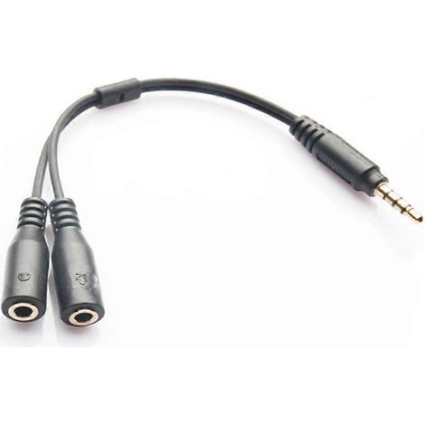 Headset-adapter Mit Separaten Kopfhörer-/mikrofonbuchsen – 3,5-mm-klinkenstecker (4-polig) Auf Zwei 3,5-mm-klinkenstecker (3-polig, Männlich/weiblich) – Schwarz