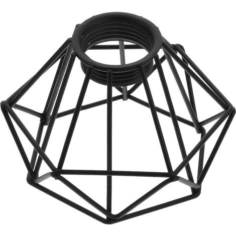 Lampenschirm Aus Eisen Im Retro-stil Mit Rautenförmigem Durchbruchmuster Für Kronleuchter – 9,50 X 9,50 X 6,50 Cm – Schwarz