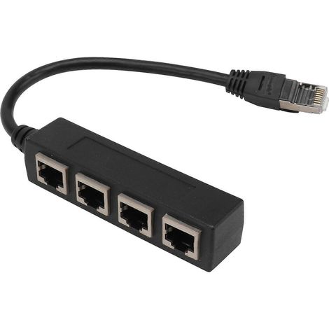 4-port Rj45 Netzwerk-splitter Für Heimnetzwerke – 30 X 2,5 Cm – Schwarz