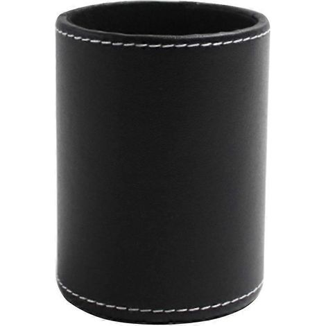 Runde Aufbewahrungsdose Aus Pu-leder Für Stifte Und Make-up-pinsel, Ideal Fürs Büro (schwarz) – 8 X 8 Cm – Schwarz