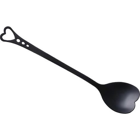 Herzförmiger, Vergoldeter Edelstahllöffel, Einzigartiger Und Charmanter Dessertlöffel, Rührlöffel, Geschirr Für Zuhause, Restaurant Und Café (schwarz) – 14,30 X 3,30 X 0,50 Cm – Schwarz