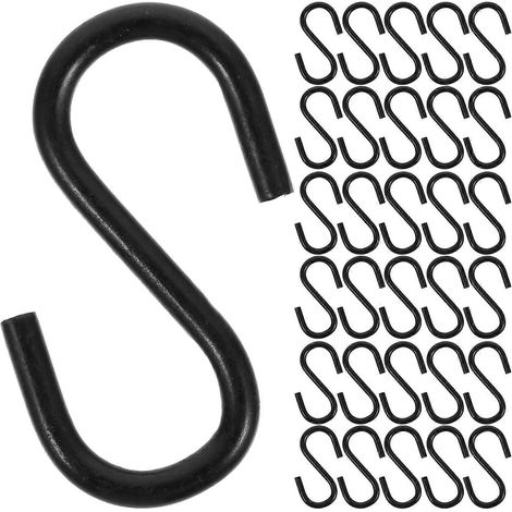 100er-packung S-förmige Haken, Küchenhaken, Eisenhaken, Türbeutelhaken, Robuste Haken – 2,50 X 1,50 X 0,20 Cm – Schwarz