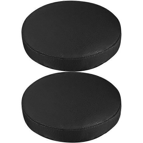 Set Mit 2 Schwarzen Stretch-hockerbezügen, Rund. – 30 X 30 Cm – Schwarz