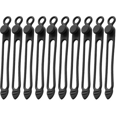 10er-pack Wiederverwendbare Silikon-kabelbinder, Kabelorganisatoren Für Den Schreibtisch – 10,50 X 1,20 X 0,50 Cm – Schwarz