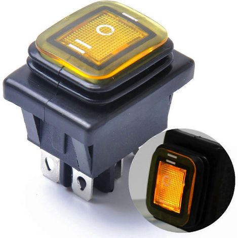 6-wege-wippschalter (ein-aus-ein) Für Auto, Boot Und Andere Fahrzeuge, Wasserdicht, Mit Led-sperre (gelbes Licht) – 3,80 X 2,80 X 4,20 Cm – Gelb