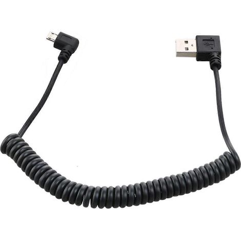 1,5 M Langes, Spiralförmiges Daten- Und Ladekabel Mit Micro-usb-5-pin-stecker Auf Usb-2.0-stecker (schwarz)