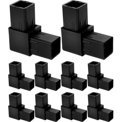 10 Vierkantrohrverbinder, 2-wege-l-verbinder – 6,00 X 6,00 X 2,50 Cm – Schwarz