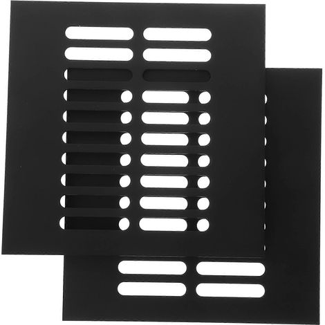 Set Mit 2 Quadratischen Lüftungsgittern Aus Aluminiumlegierung Für Kleiderschränke, Schuhschränke Oder Garderoben. Maße: 15 X 15 X 2,5 Cm. Farbe: Schwarz.