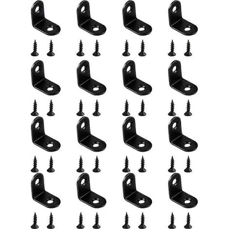 16 Verstärkte 90°-winkelverbinder Mit 32 Schrauben – 2,00 X 2,00 X 0,20 Cm – Schwarz