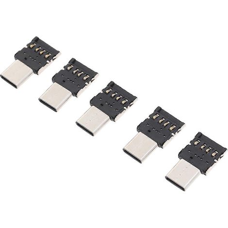 5er-pack Ultra-mini-usb-c-auf-usb-2.0-otg-adapter Für Mobiltelefone, Tablets Und Usb-sticks – Schwarz