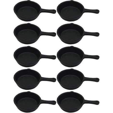 Set Mit 10 Mini-bratpfannen, Miniatur-küchenpfannenmodelle, Nachbildung Von Küchenutensilien – 6,00 X 3,70 X 0,50 Cm – Schwarz