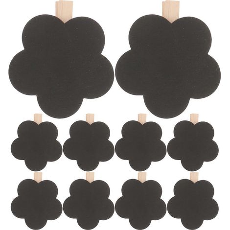 Set Mit 10 Holz-tafelklammern, Mini-tafelklammern, Holz-nachrichtentafeln – 7 X 7 Cm – Schwarz