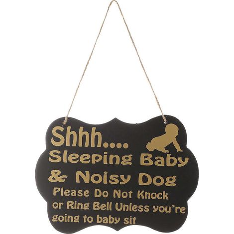 Türschild „pst, Schlafendes Baby“ – Bitte Nicht Stören – Dekoratives Holzschild Zum Aufhängen Im Kinderzimmer – Nicht Klopfen Oder Klingeln – Hängeschild Für Schlafendes Baby (schwarz)