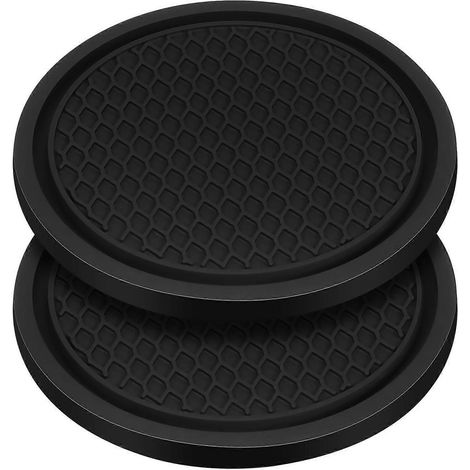Set Mit 2 Silikon-autountersetzern, Universelle Untersetzer Für Den Fahrzeuginnenraum – 7,00 X 7,00 X 0,50 Cm – Schwarz