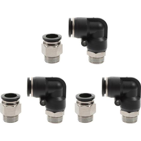 6er-set Winkel-druckverschraubungen Für Druckluftleitungen, Gerade Druckverschraubungen Für Schläuche – 2,6 X 2 X 1,9 Cm – Schwarz