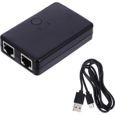 2-port-netzwerk-switch, Internet-splitter, Tragbarer Reise-hub – 7,7 X 5 Cm – Schwarz