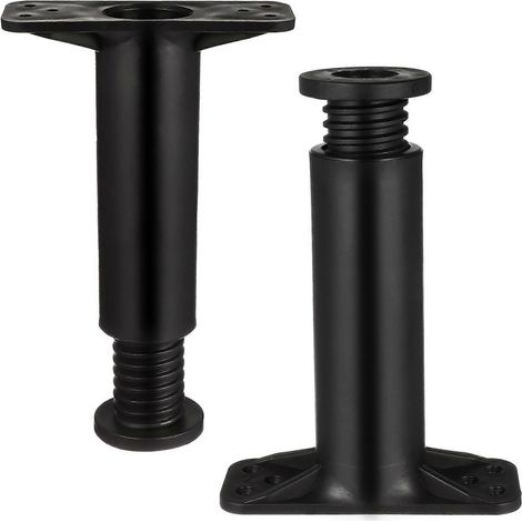 2 Höhenverstellbare, Mittige Bettstützfüße (verstellbereich 13 Bis 22 Cm) – 13,00 X 10,00 X 4,00 Cm – Schwarz