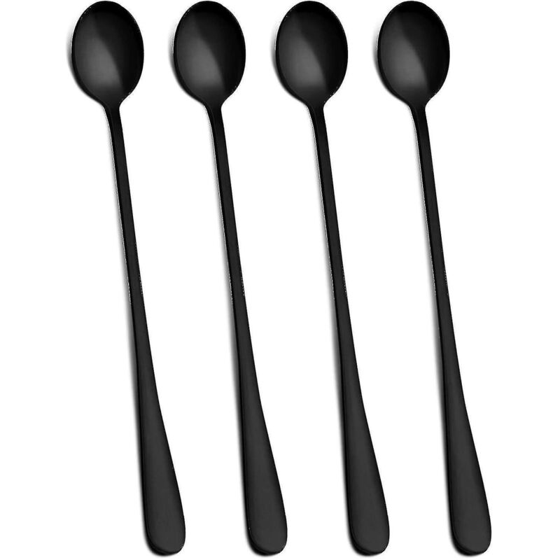 23 Cm (9 Zoll) Langer Eistee-löffel, 4er-set, Schwarz