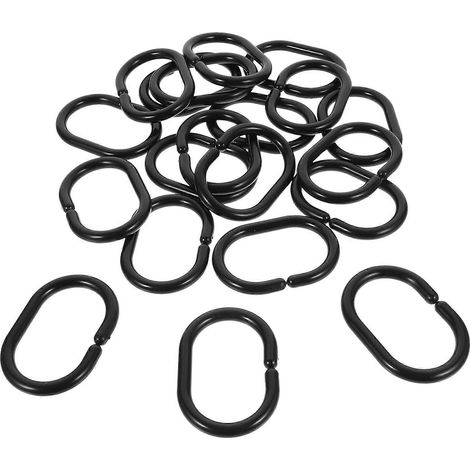 Packung Mit 20 Duschvorhangringen Aus Kunststoff – 5,80 X 4,00 X 0,50 Cm – Schwarz