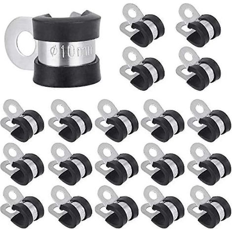Packung Mit 20 Kabelbindern Für 10-mm-kabel (2/5 Zoll), Mit Gummibeschichtung, Aus Edelstahl. Kabelbinder Für Schläuche Und Kabel. Kabelbinder Für Die Installation Von