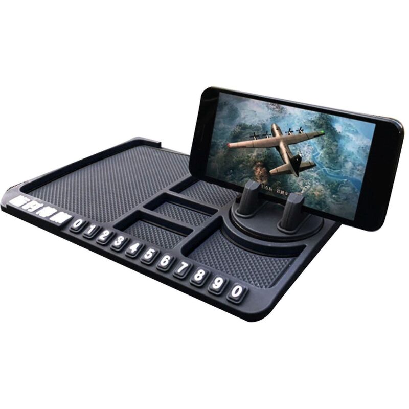 Rutschfeste Und Flexible Armaturenbrettmatte Mit Handyhalterung (schwarz)