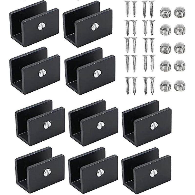 Set Mit 10 Verstellbaren Befestigungswinkeln Für Glasböden Und Geländer Mit Einer Dicke Von 8 Bis 10 Mm.