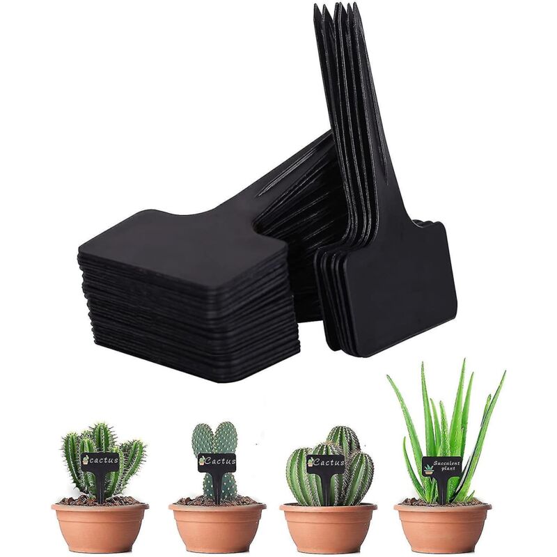 100 Wasserfeste Pflanzenetiketten, T-förmige Kunststoff-gartenetiketten, Setzlingsetiketten, Gartenpflanzenetiketten 6 X 10 Cm (schwarz)