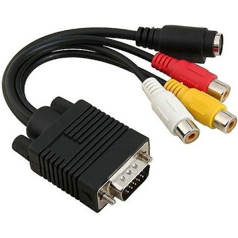 Vga-svga-zu-s-video-3-rca-av-adapterkabel – Schwarz