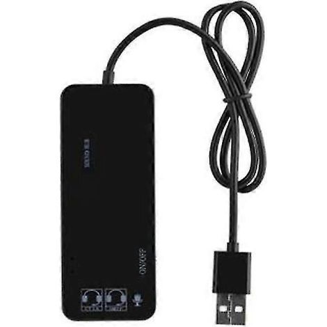 Externe 7.1-kanal-soundkarte Mit 3 Usb-anschlüssen Und Audio-/mikrofonadapter Für Pc/laptop – Schwarz