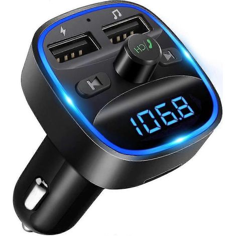 Bluetooth-fm-transmitter, Kabelloses Radio-adapter-kit Für Bluetooth-mp3-player Mit Kfz-ladegerät, Freisprechfunktion, 2 Usb-anschlüssen (5 V/2,4 A), Kompatibel Mit Bluetooth S