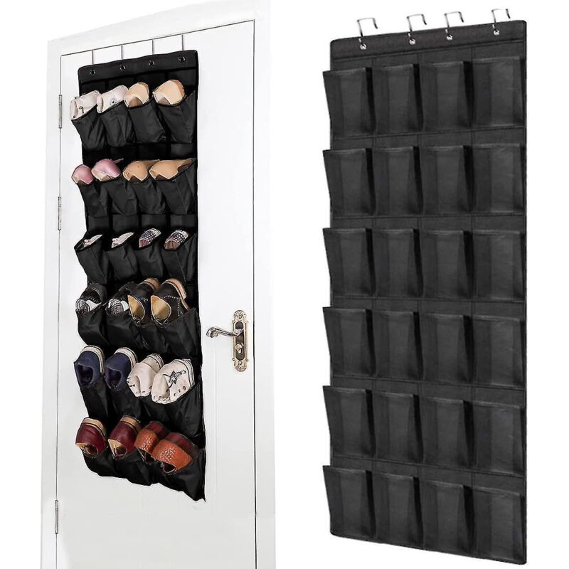 Hängender Schuhständer Mit 24 Aufbewahrungstaschen Zum Aufhängen An Tür Oder Wand, Mit Großen Schwarzen Netztaschen (1 Stück).