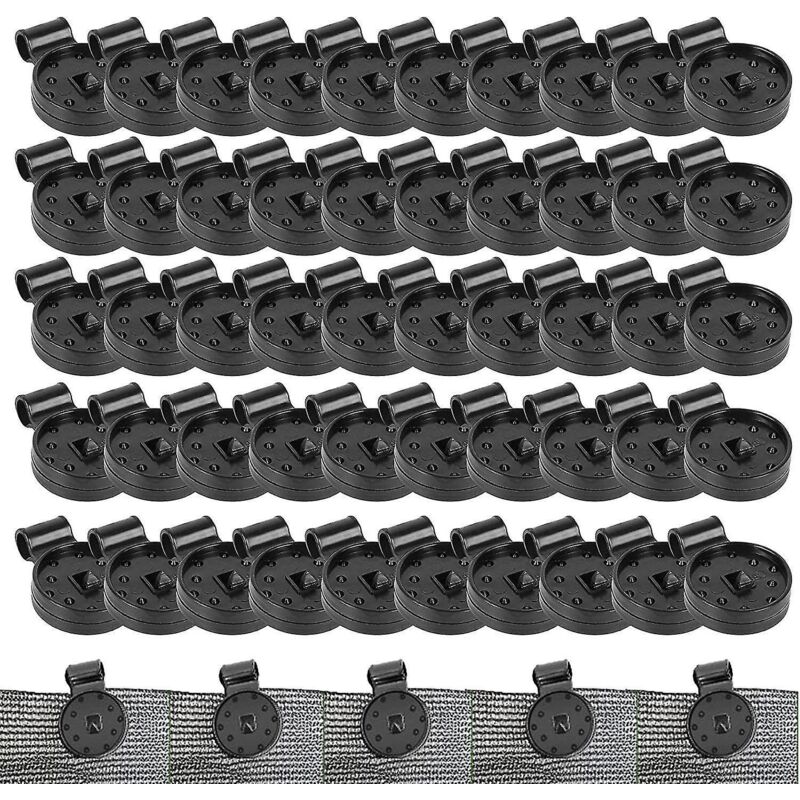 50 Kunststoffclips Für Sonnensegel, Runde Schwarze Clips Für Schattierungsnetze, Clips Für Gewächshaus-schattierungsnetze